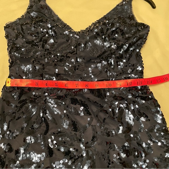 Elija J Navy Blue Sequins V Neck Strappy Navy Blue Midi Dress Size 2 EUC - Picture 14 of 14